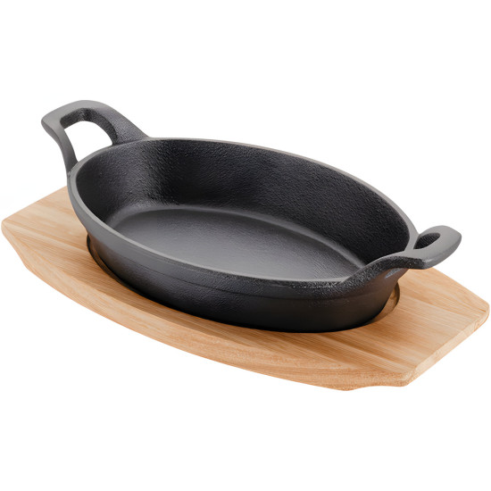 Iron Pan with Wooden Stand